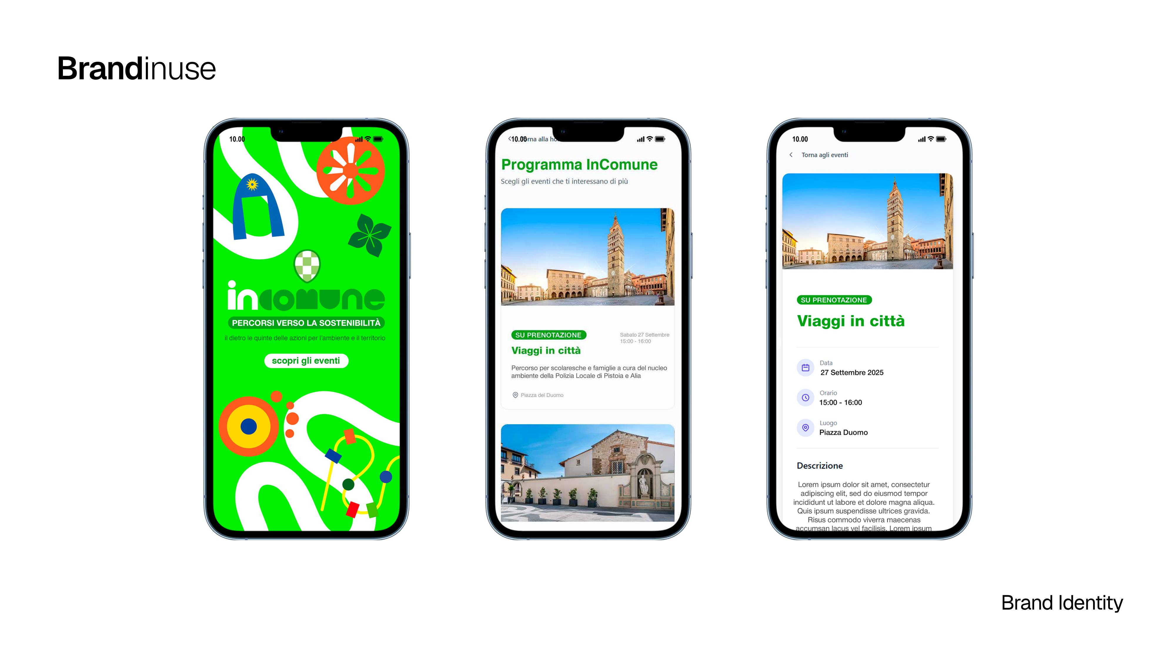 Brand in use — app mobile con programma eventi