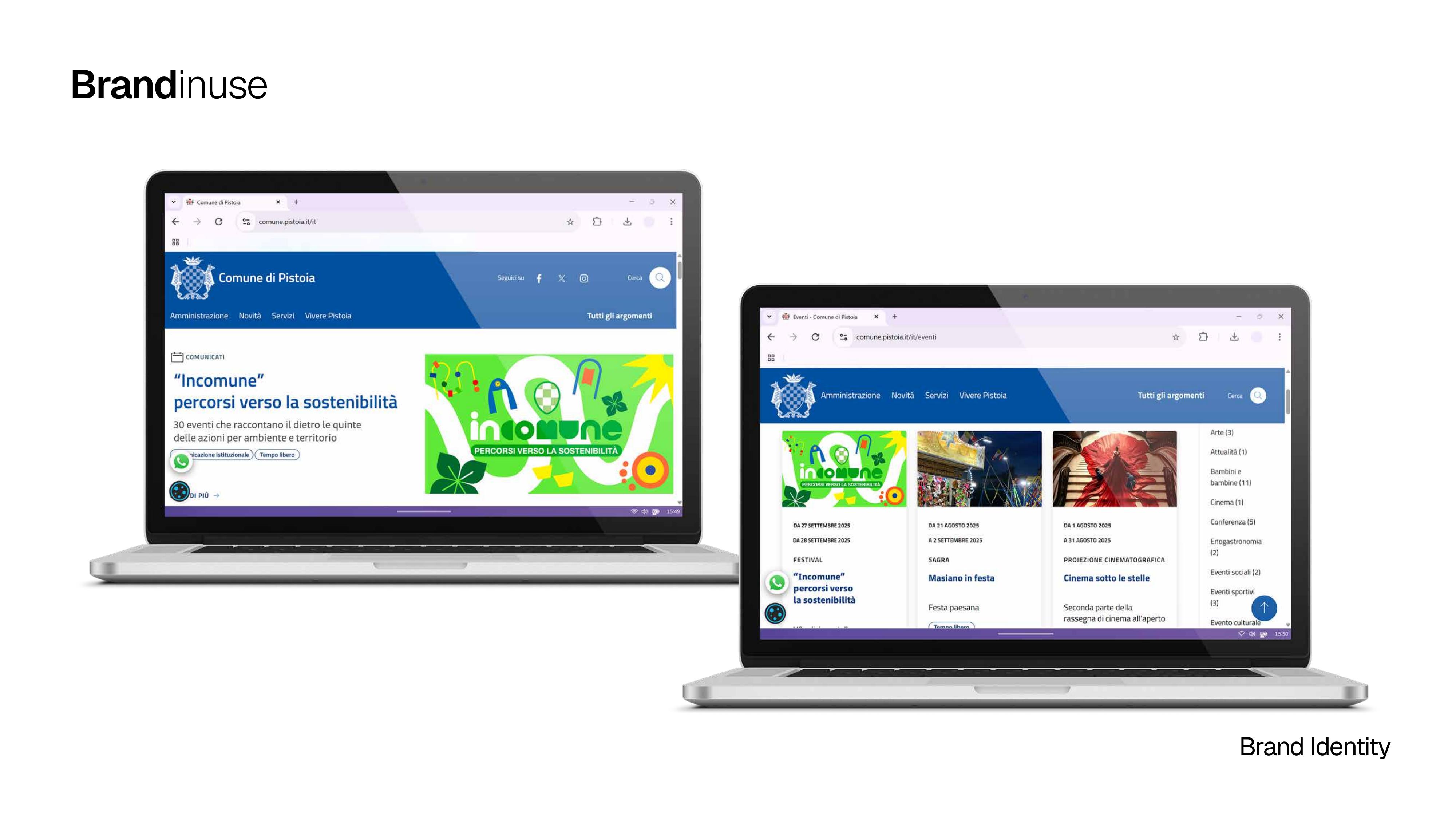 Brand in use — sito web del Comune di Pistoia